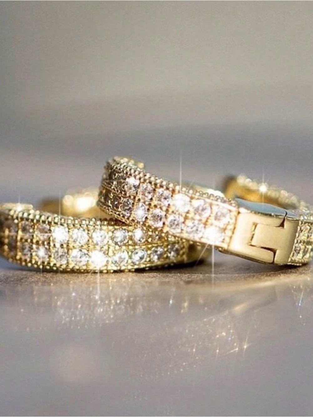 Gold Crystal Pave Hoop Earrings - Sparkling Gold Huggies